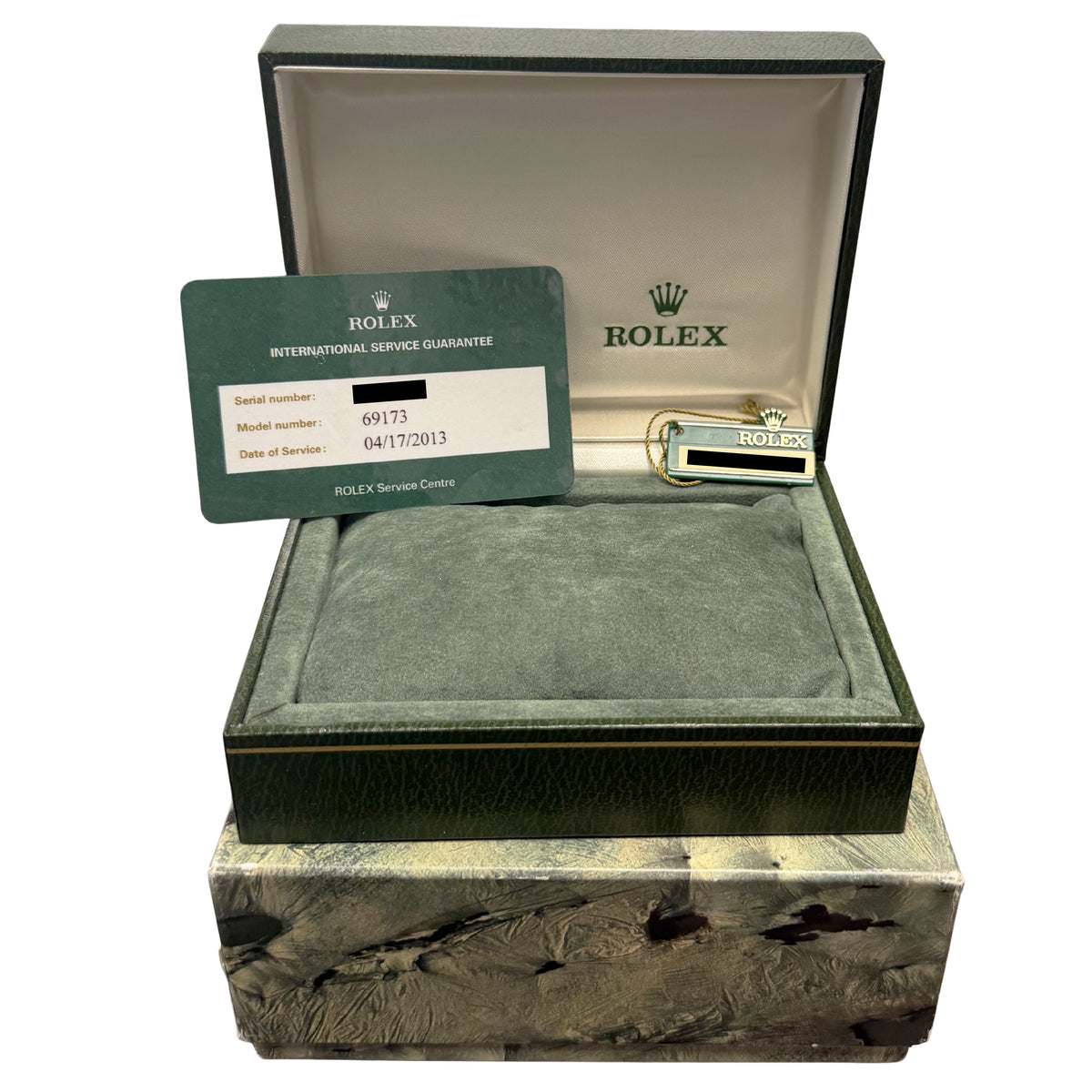 2013 RSC Vintage Rolex Oyster Perpetual Date 69173 Two-Tone Champagne 26mm Box