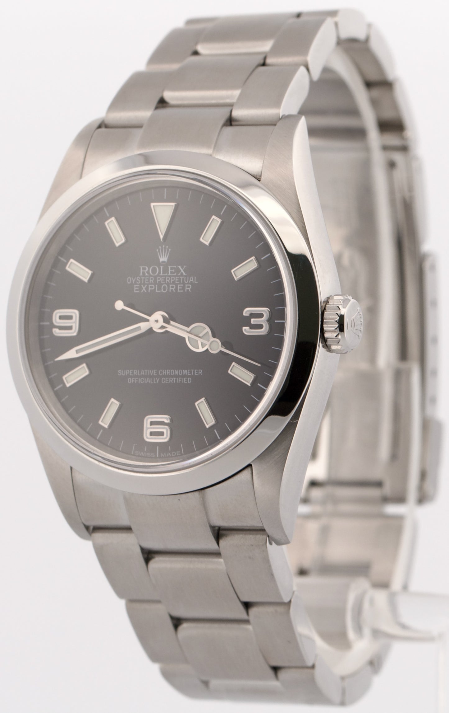 2007 PAPERS Rolex Explorer I BLACK 36mm 3-6-9 Stainless Steel Oyster 114270 BOX