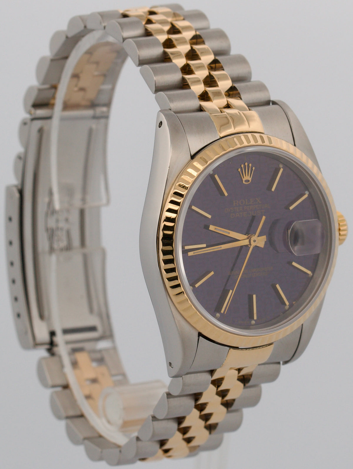 Rolex DateJust 16233 Purple Computer 18K Yellow Gold Steel Jubilee 36mm Watch
