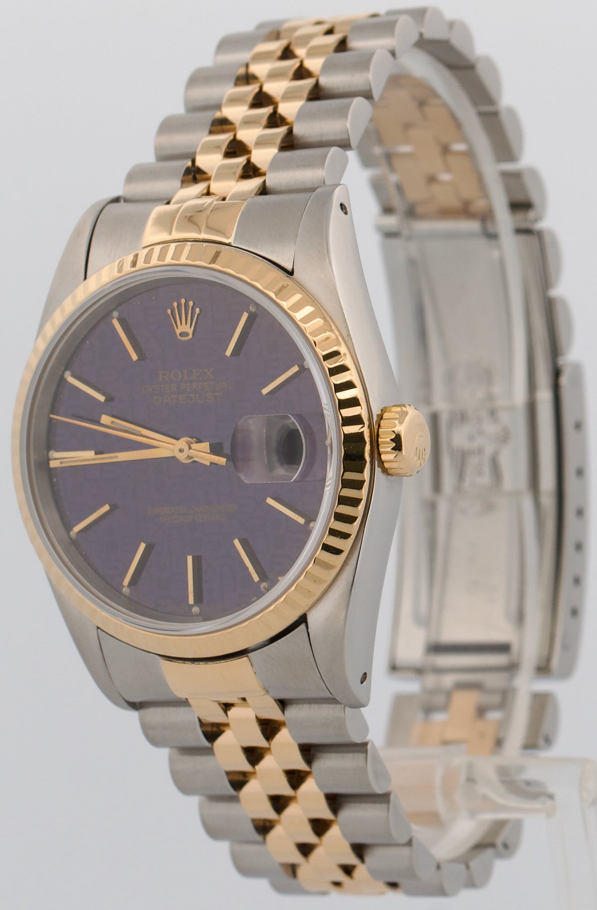 Rolex DateJust 16233 Purple Computer 18K Yellow Gold Steel Jubilee 36mm Watch