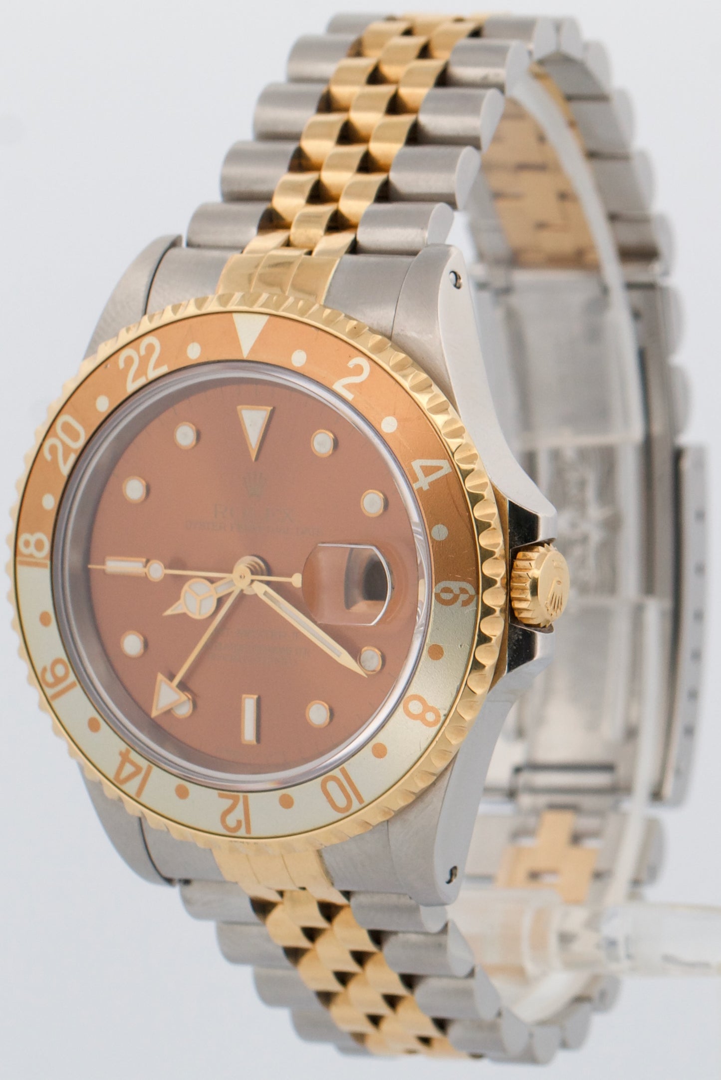 Rolex GMT-Master II ROOT BEER Two-Tone 18K Gold JUBILEE Steel Brown 16713 Watch