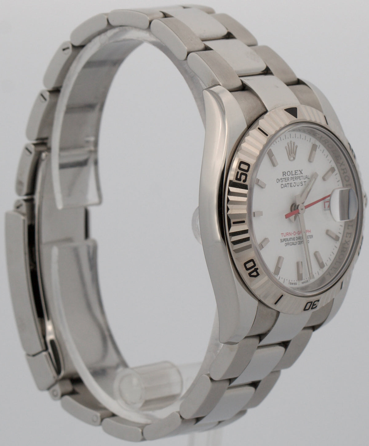 Unpolished 2007 Rolex DateJust 116264 Turn-O-Graph White 18K Steel Box Papers