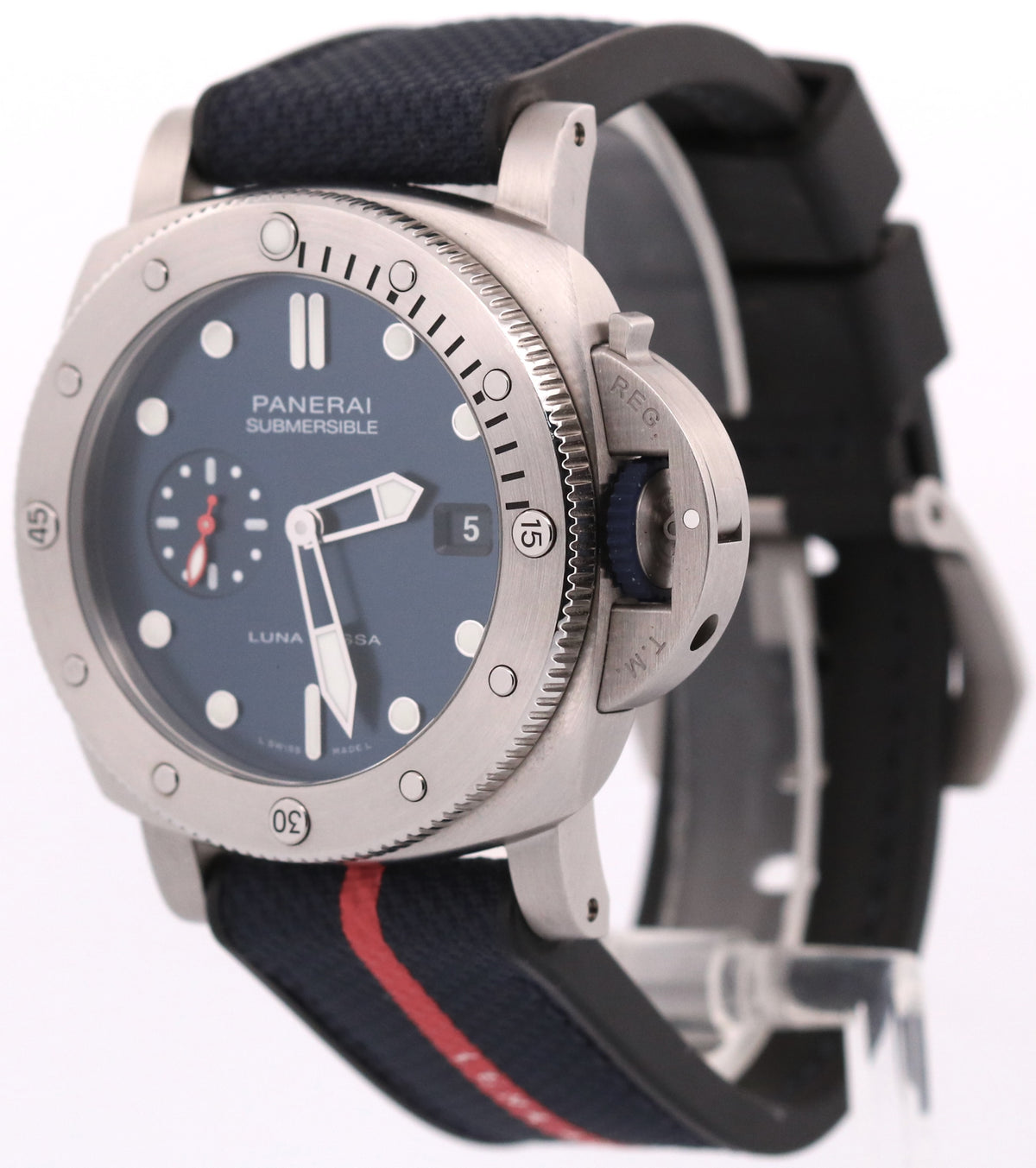Panerai Submersible PAM01391 QuarantaQuattro Luna Rossa Blue 44mm Box Papers