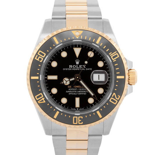 PAPERS Rolex Sea-Dweller 43mm Two-Tone 18K Gold Stainless Black 126603 Watch BOX