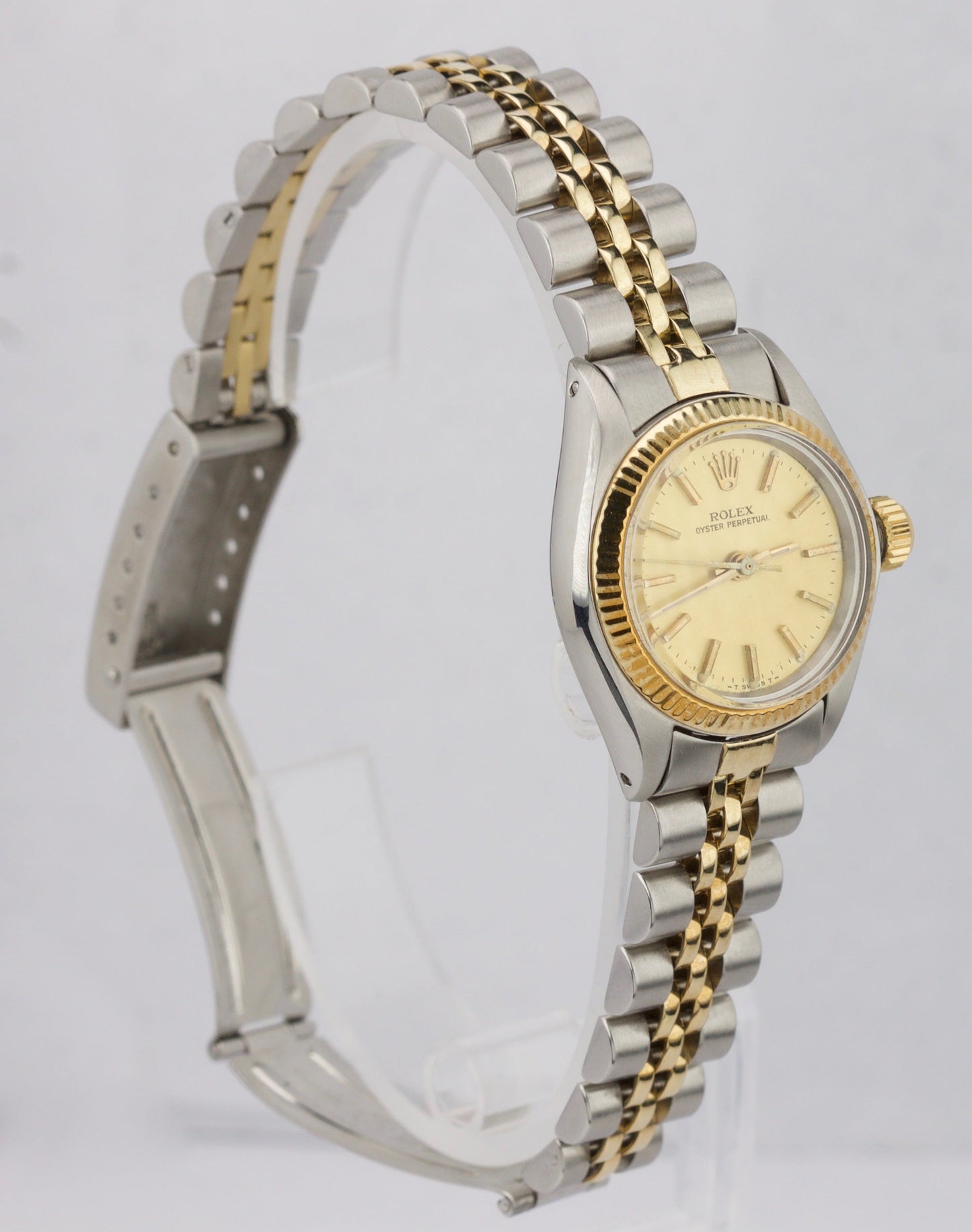 Rolex Oyster Perpetual 24mm Two-Tone Yellow Gold CHAMPAGNE Jubilee Watch 6719