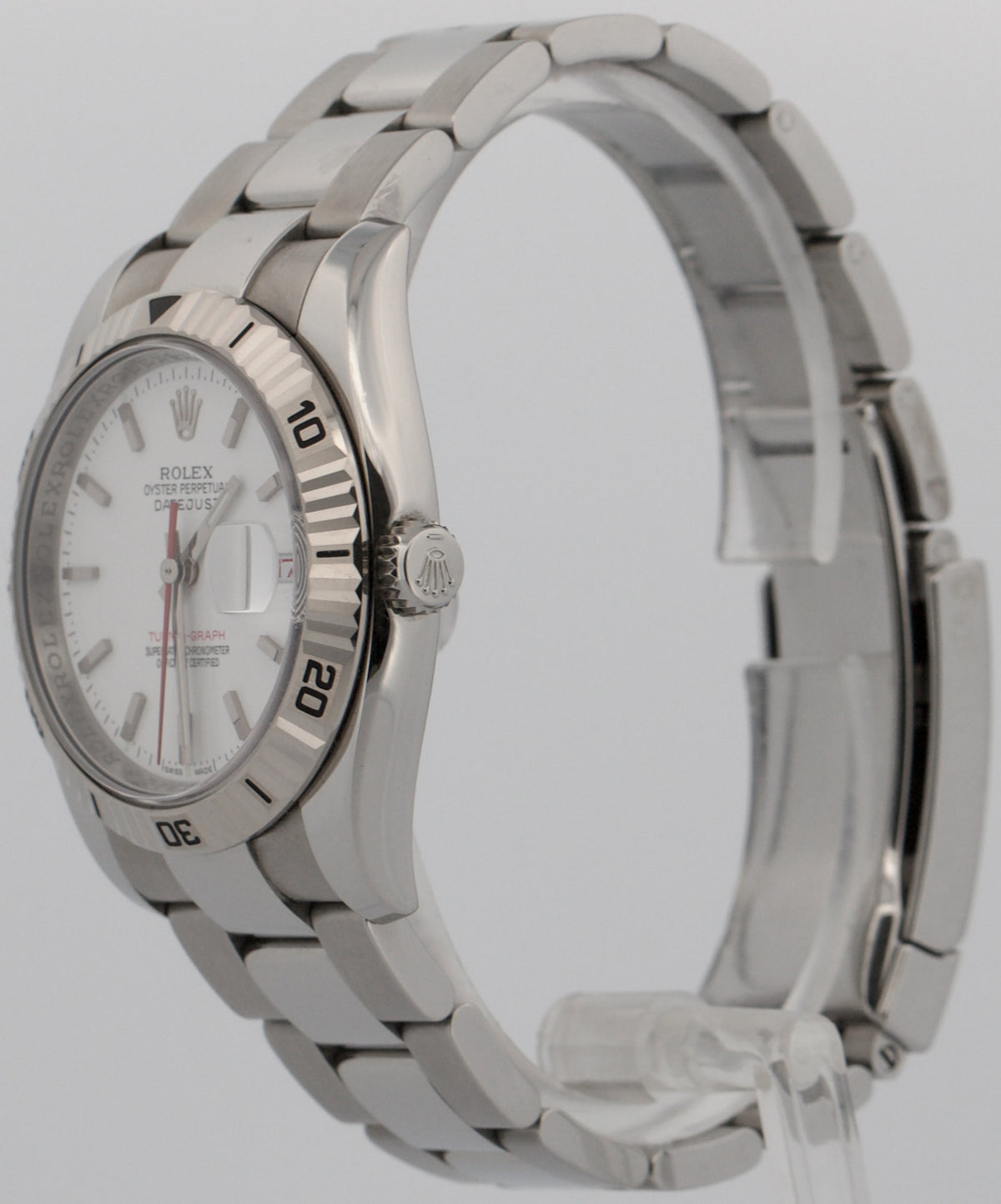 Unpolished 2007 Rolex DateJust 116264 Turn-O-Graph White 18K Steel Box Papers