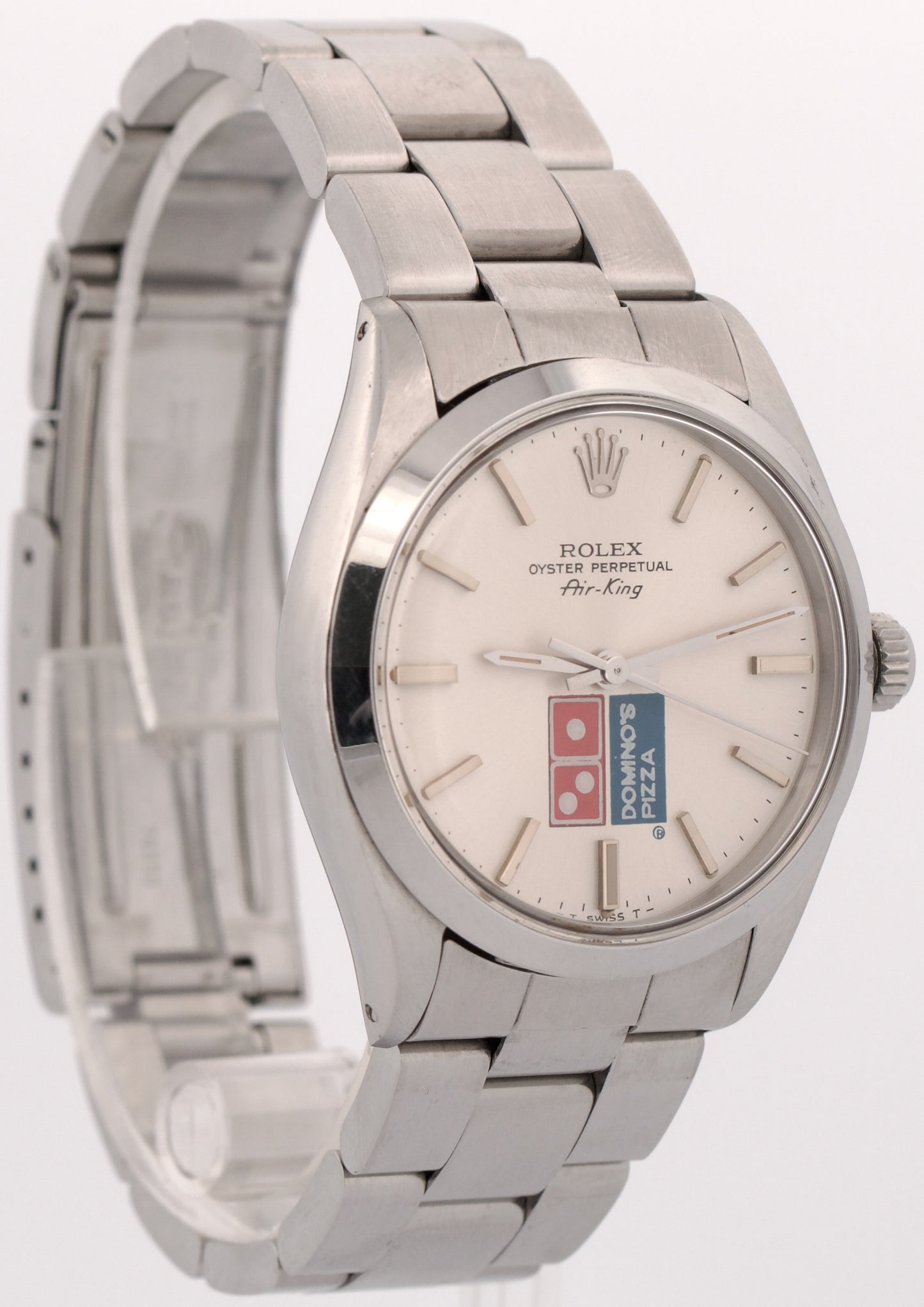 UNPOLISHED Rolex Oyster Perpetual Air-King SILVER DOMINOS Steel MK1 34mm 5500