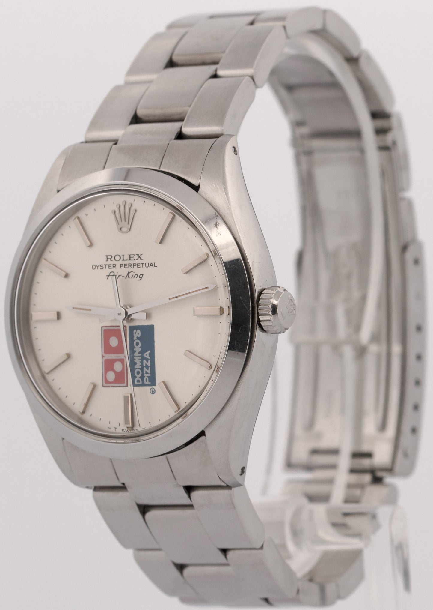 UNPOLISHED Rolex Oyster Perpetual Air-King SILVER DOMINOS Steel MK1 34mm 5500