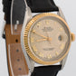 1987 Rolex DateJust 16013 Ivory Roman 18K Gold Steel Fluted Leather 36mm Watch