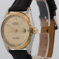 1987 Rolex DateJust 16013 Ivory Roman 18K Gold Steel Fluted Leather 36mm Watch