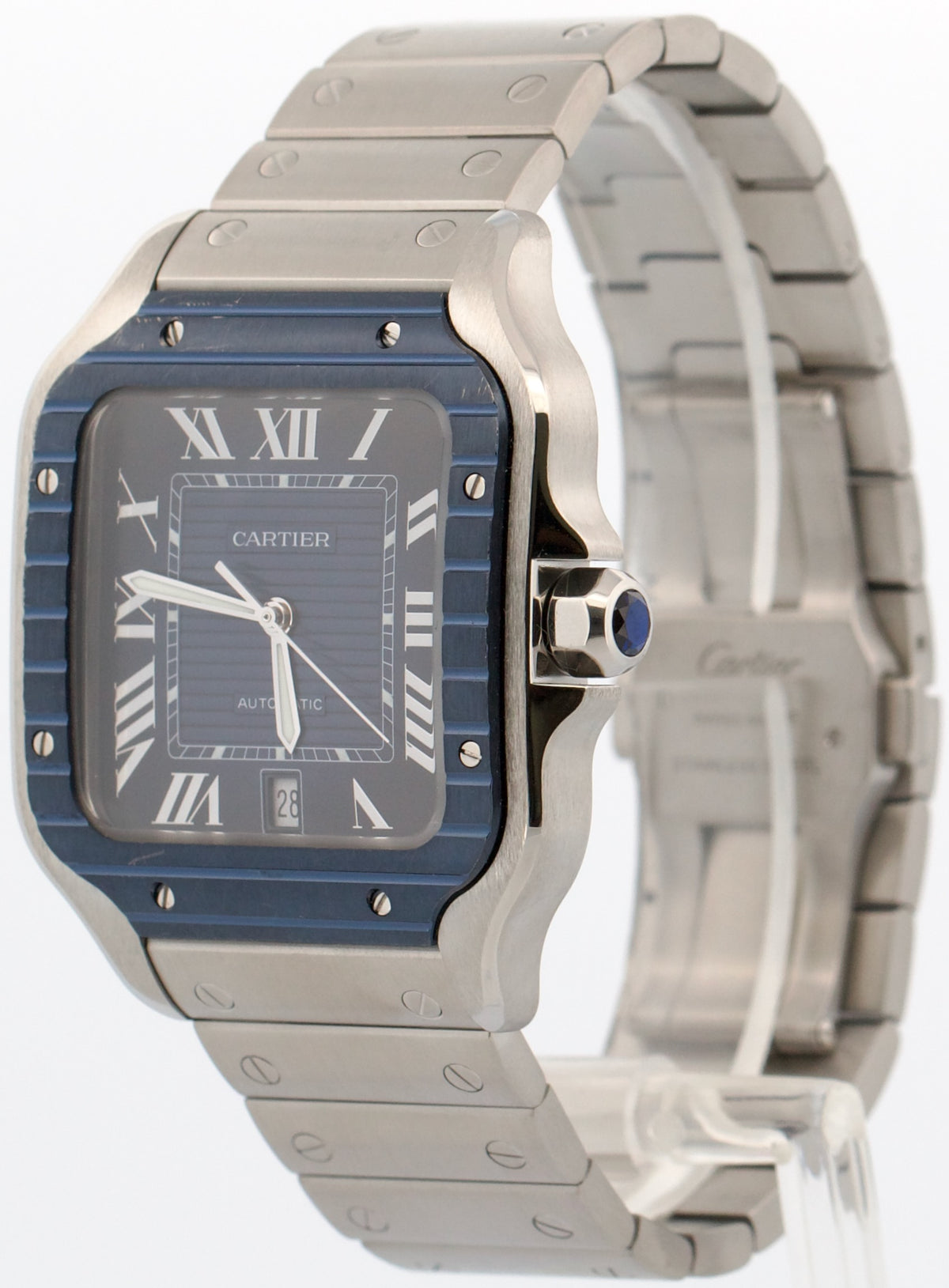 2023 Cartier Santos 4072 WSSA0048 39.8mm Blue PVD Steel Rubber Watch Box Papers