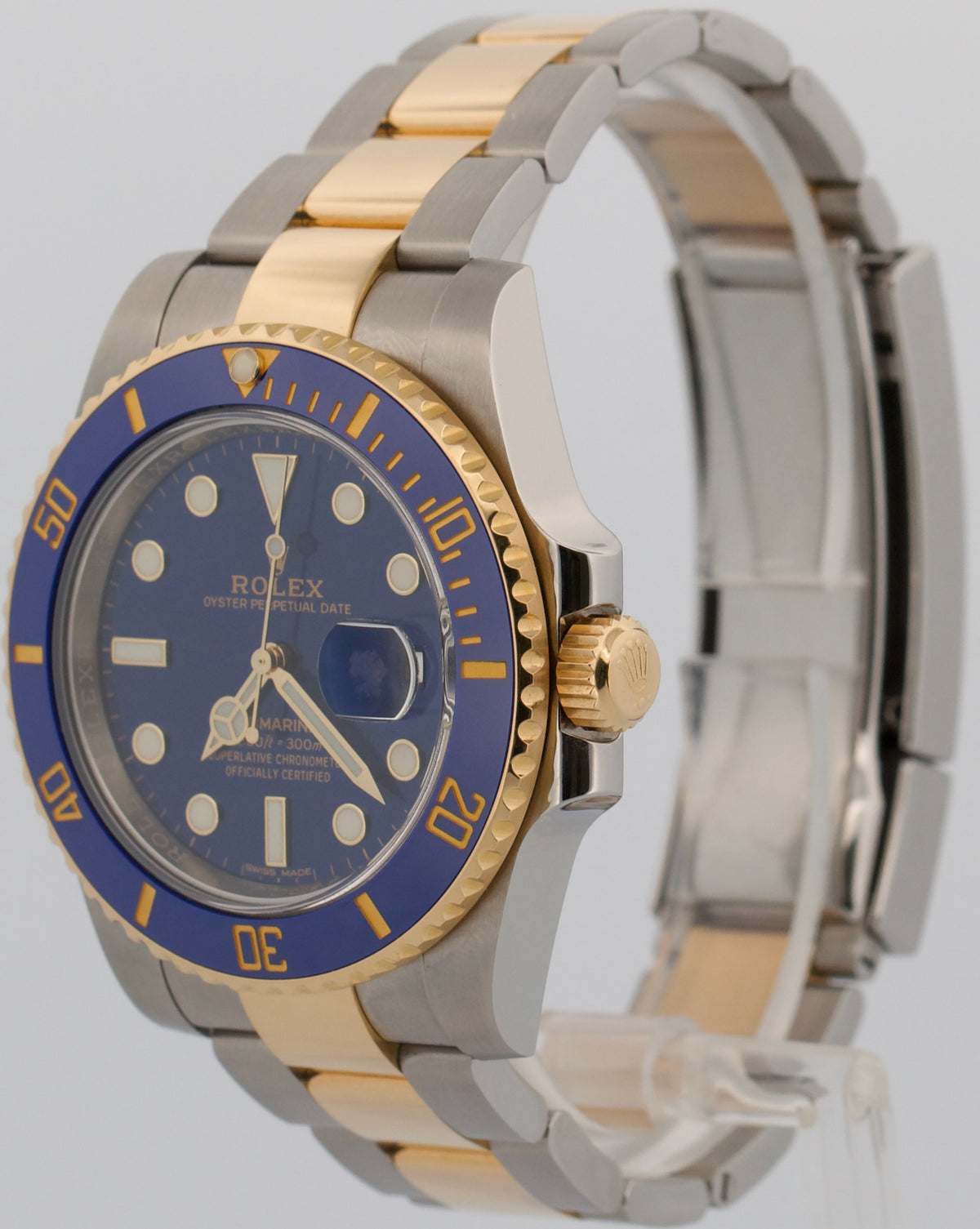 Unpolished 2019 Rolex Submariner Date BLUE 18K Steel 40mm 116613 LB Box Papers