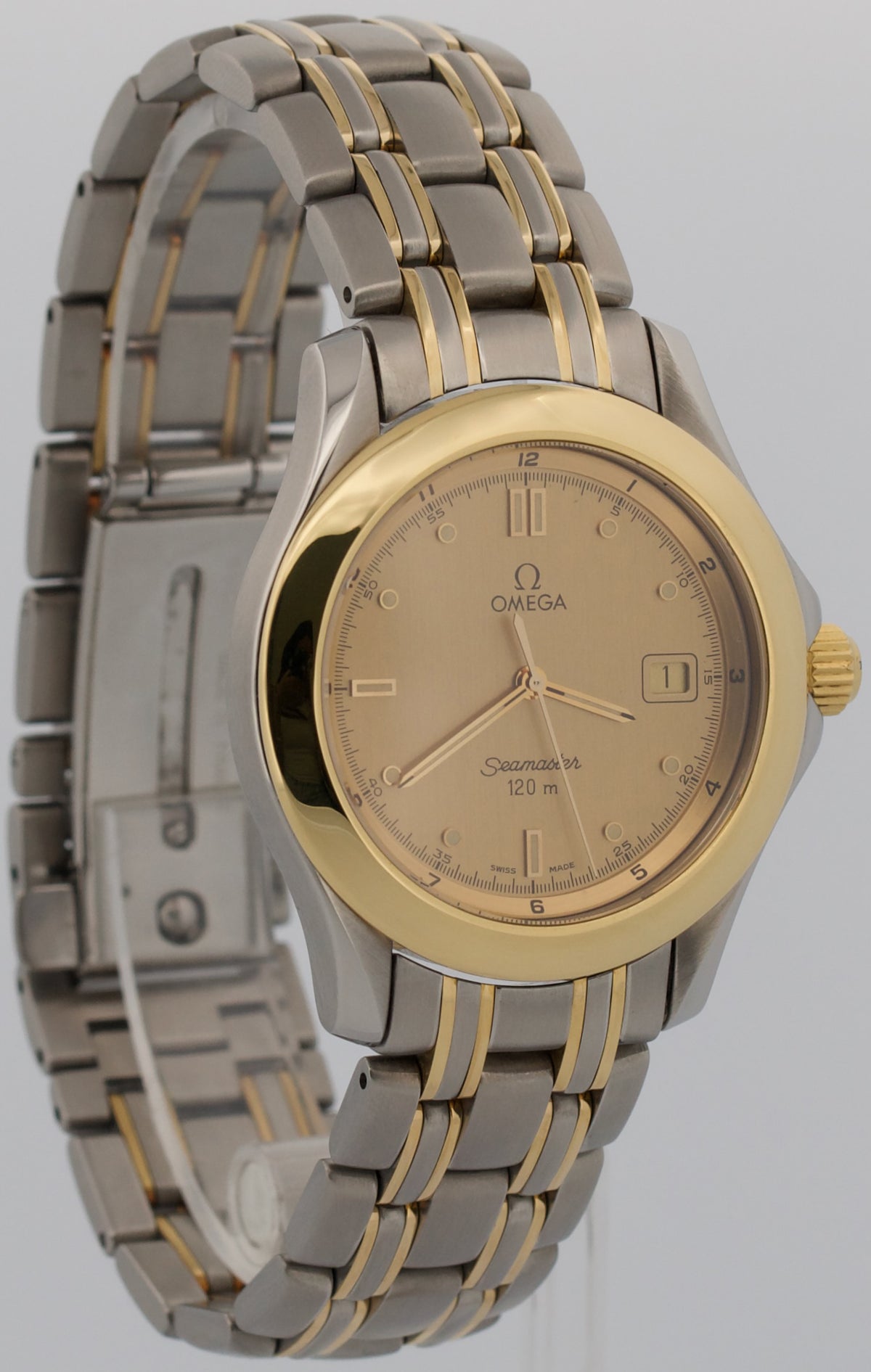 Omega Seamaster 2311.10.00 Champagne 18K Gold Steel Quartz 36mm Watch Box Papers