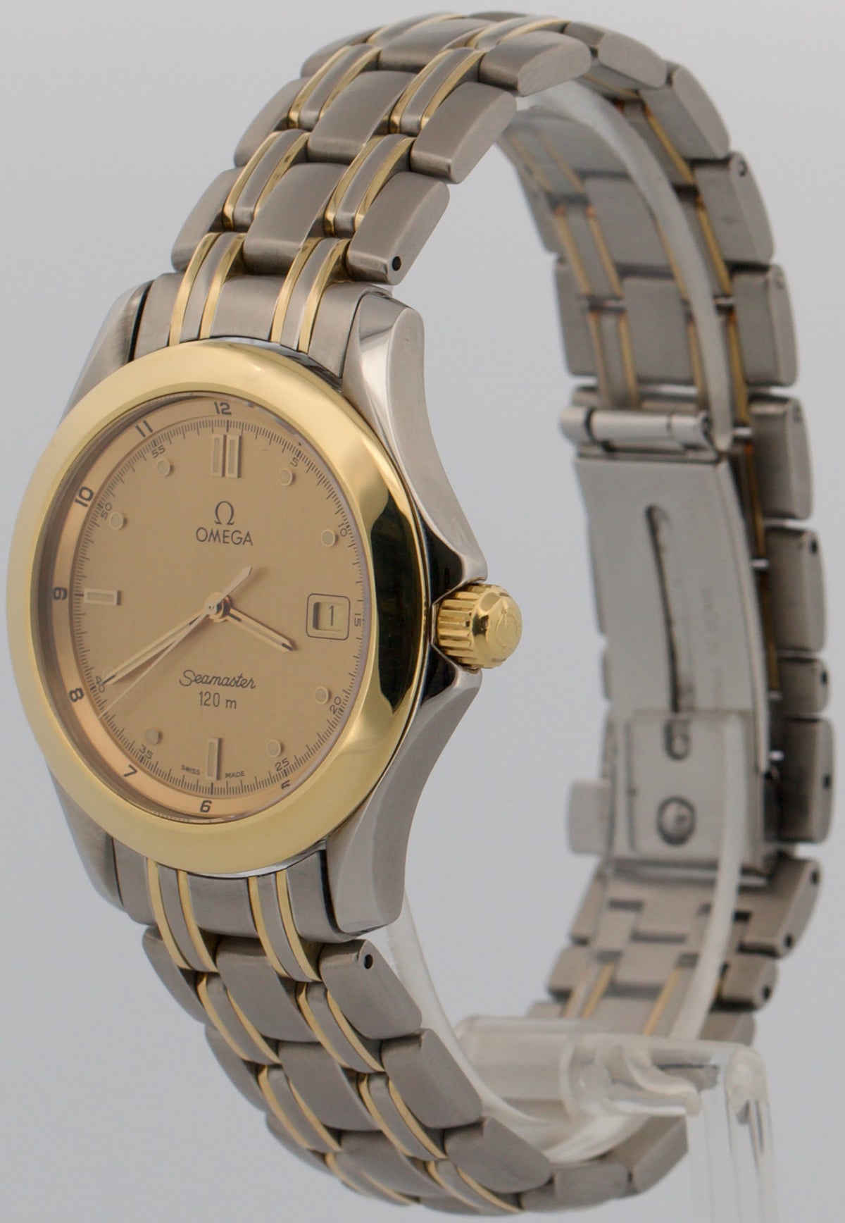 Omega Seamaster 2311.10.00 Champagne 18K Gold Steel Quartz 36mm Watch Box Papers