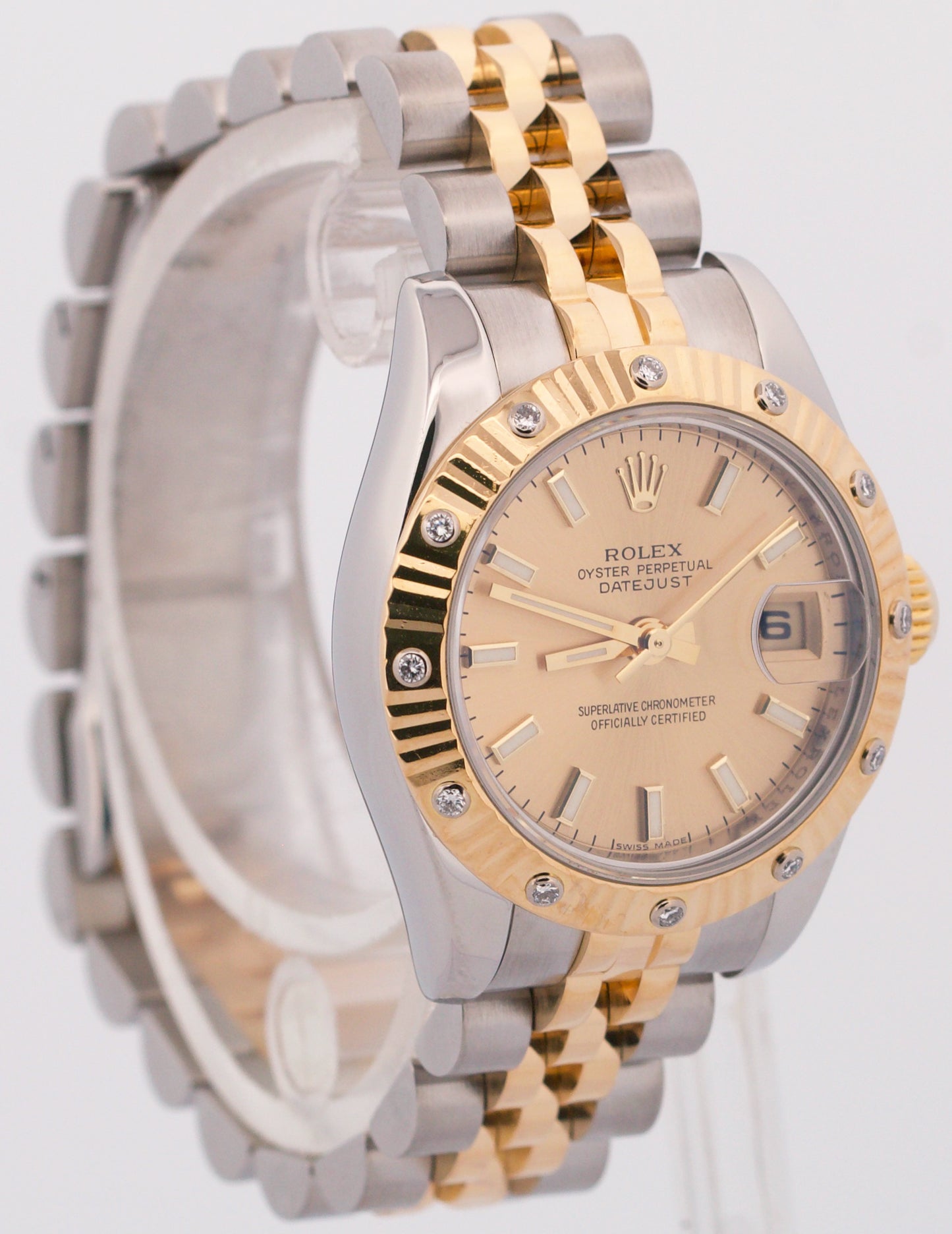 Rolex DateJust 26mm FACTORY DIAMOND CHAMPAGNE 179313 18K Gold SUPER JUBILEE
