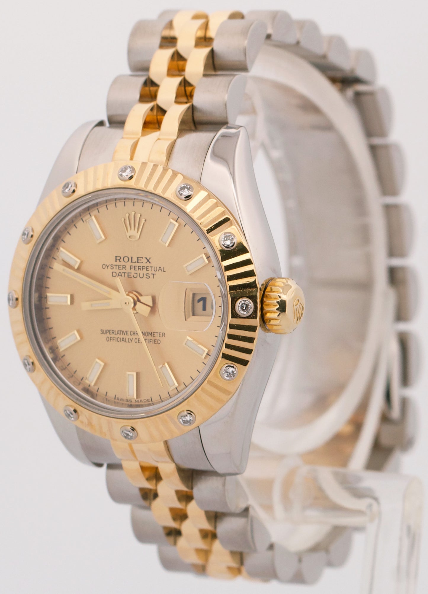 Rolex DateJust 26mm FACTORY DIAMOND CHAMPAGNE 179313 18K Gold SUPER JUBILEE