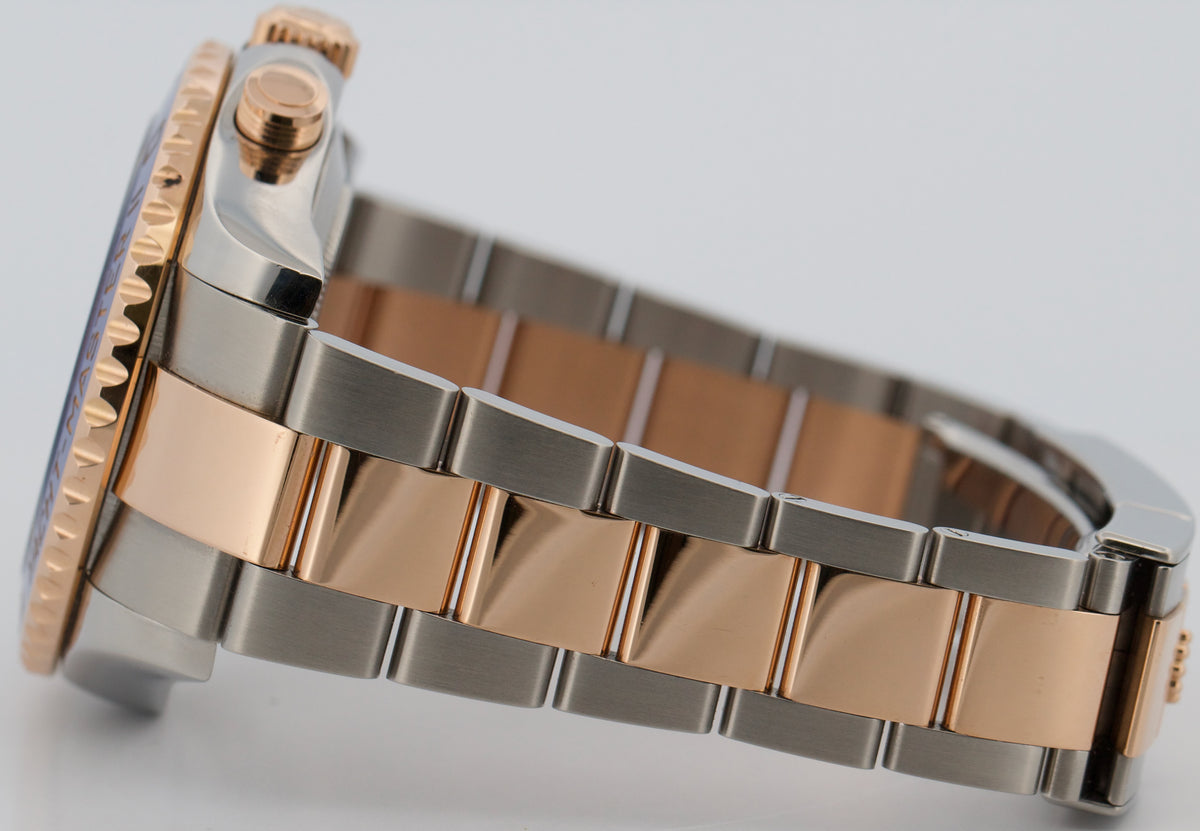 Rolex Yacht-Master II 116681 White Blue Steel 18K Rose Gold 44mm Box Papers