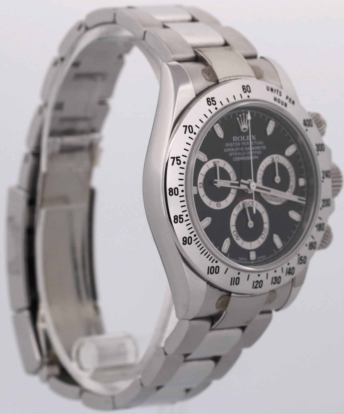 Unpolished Rolex Daytona Cosmograph 116520 Black Steel Stickered 40mm Box Papers