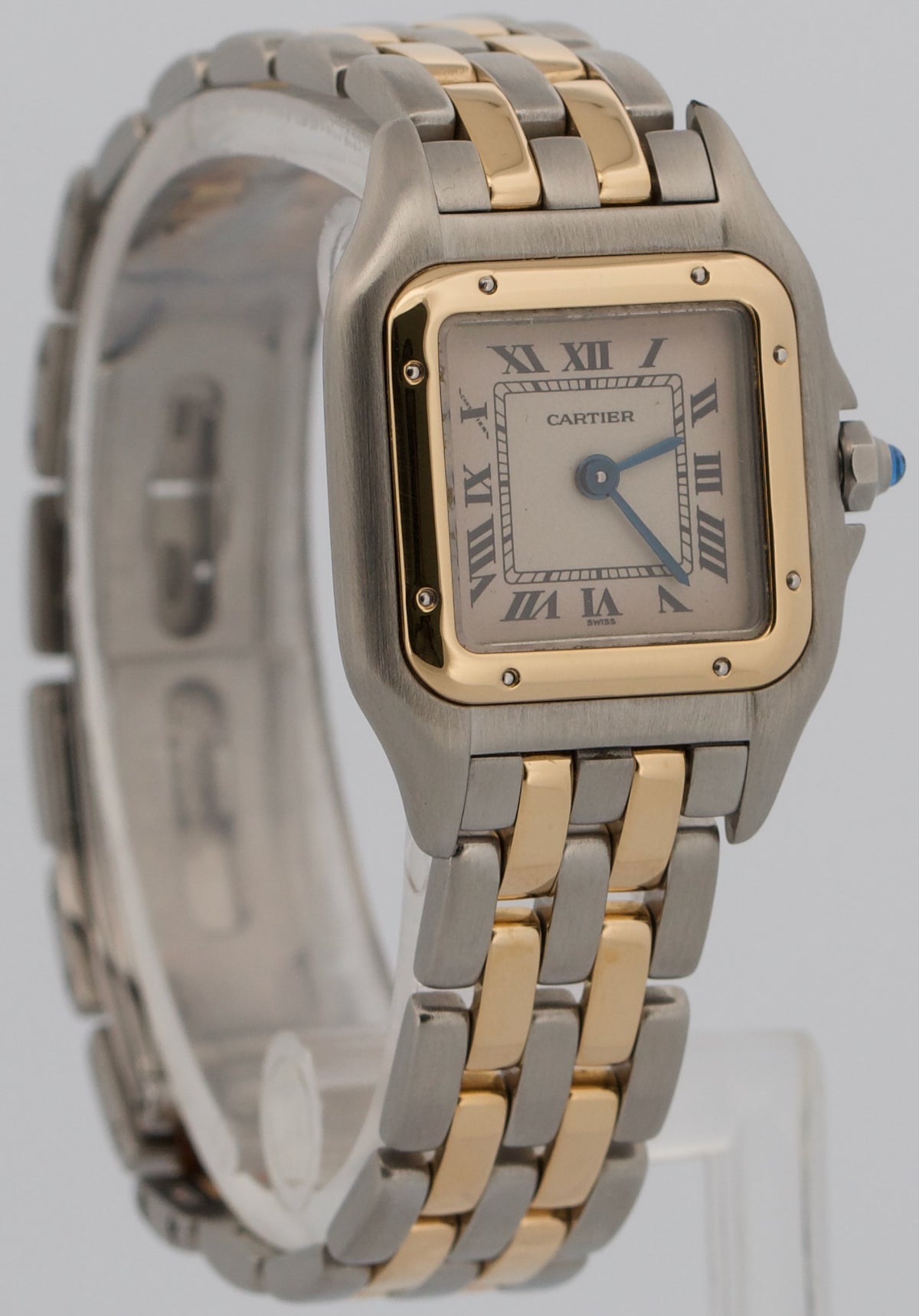 Ladies Cartier Panthere 66921 Two Row 18K Gold Steel Ivory 22mm Quartz Watch