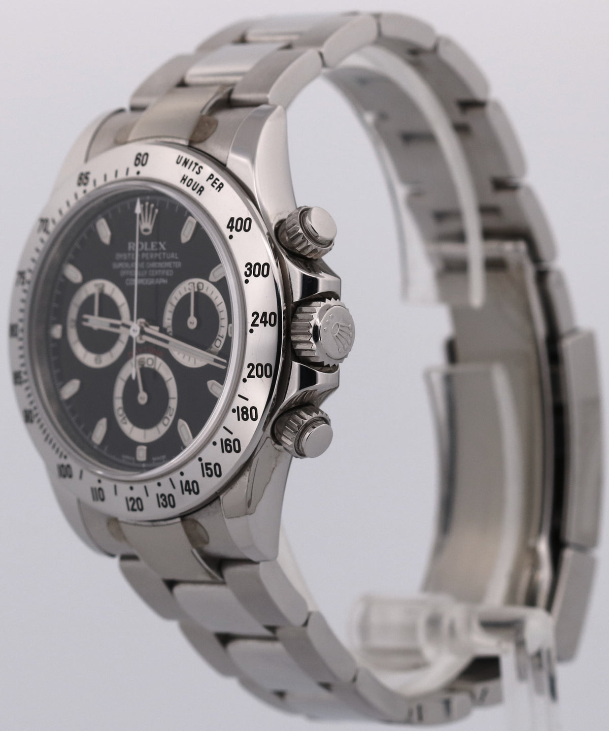 Unpolished Rolex Daytona Cosmograph 116520 Black Steel Stickered 40mm Box Papers