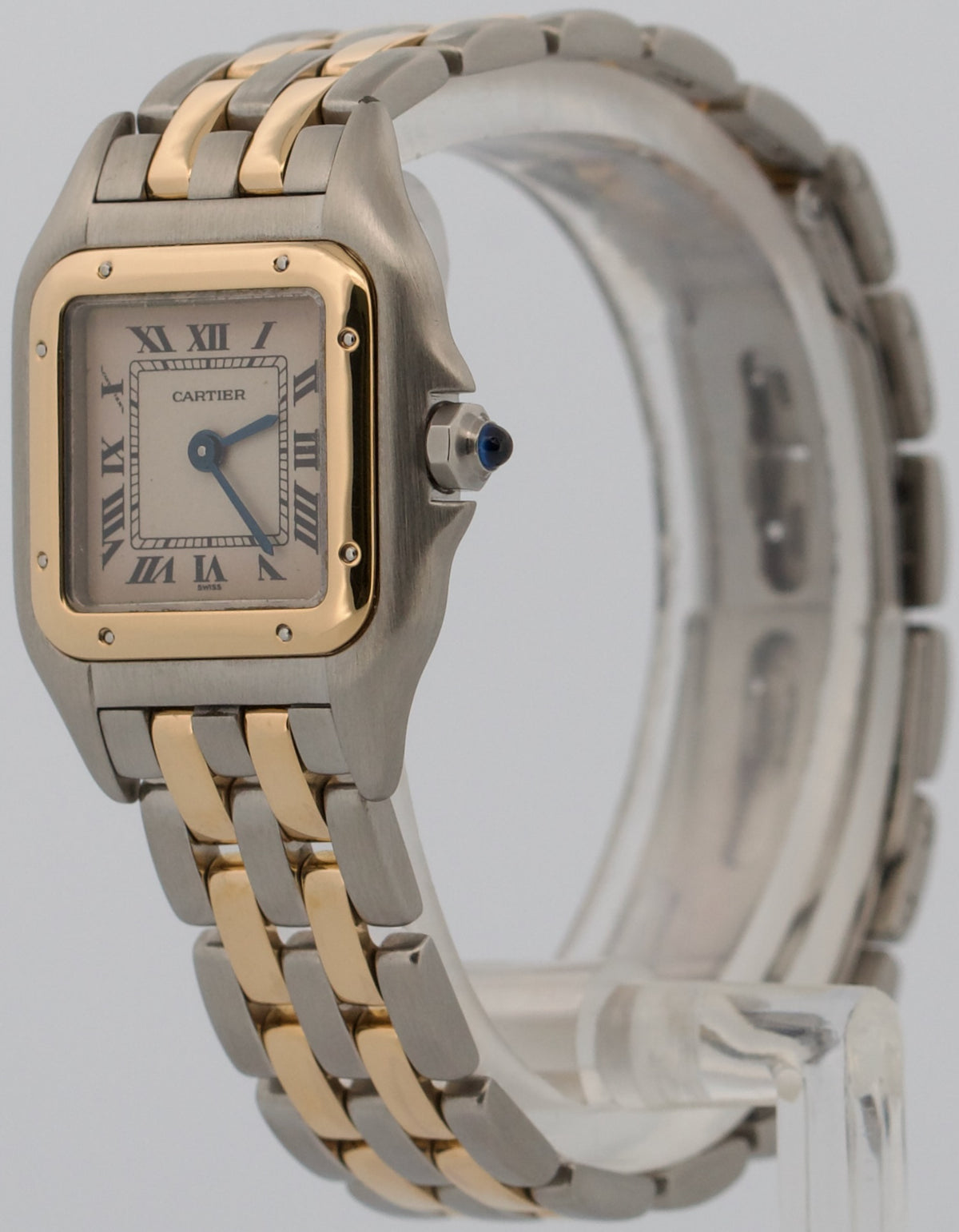 Ladies Cartier Panthere 66921 Two Row 18K Gold Steel Ivory 22mm Quartz Watch