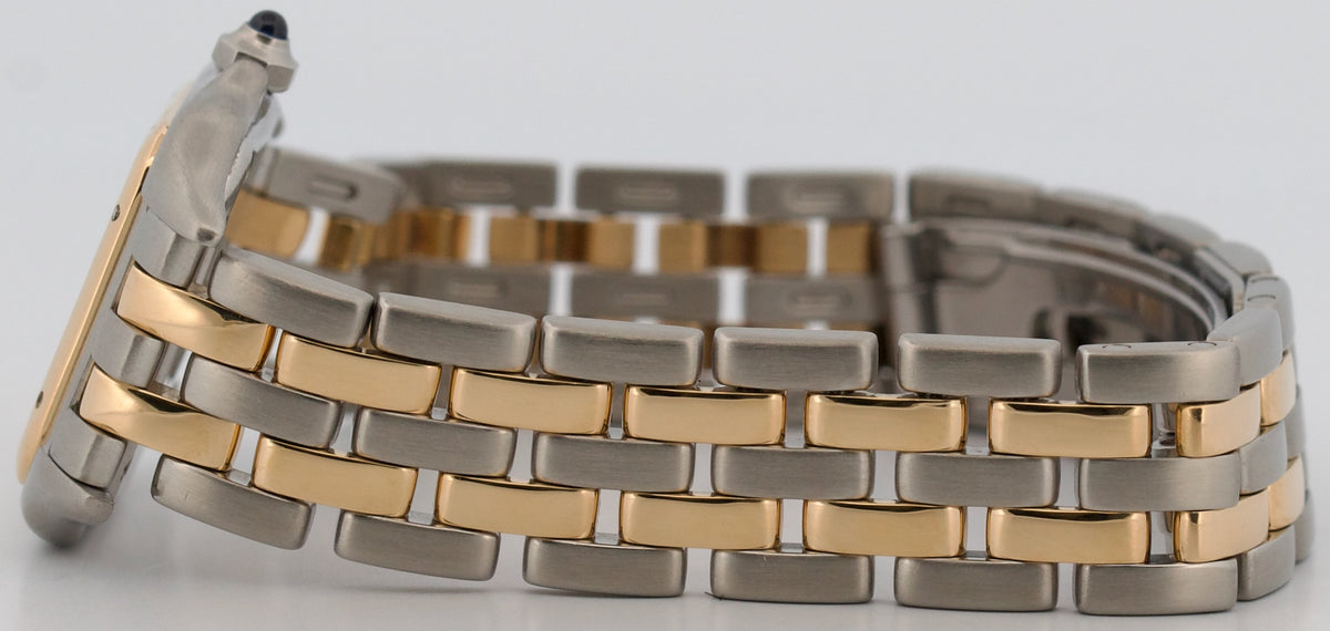 Ladies Cartier Panthere 66921 Two Row 18K Gold Steel Ivory 22mm Quartz Watch