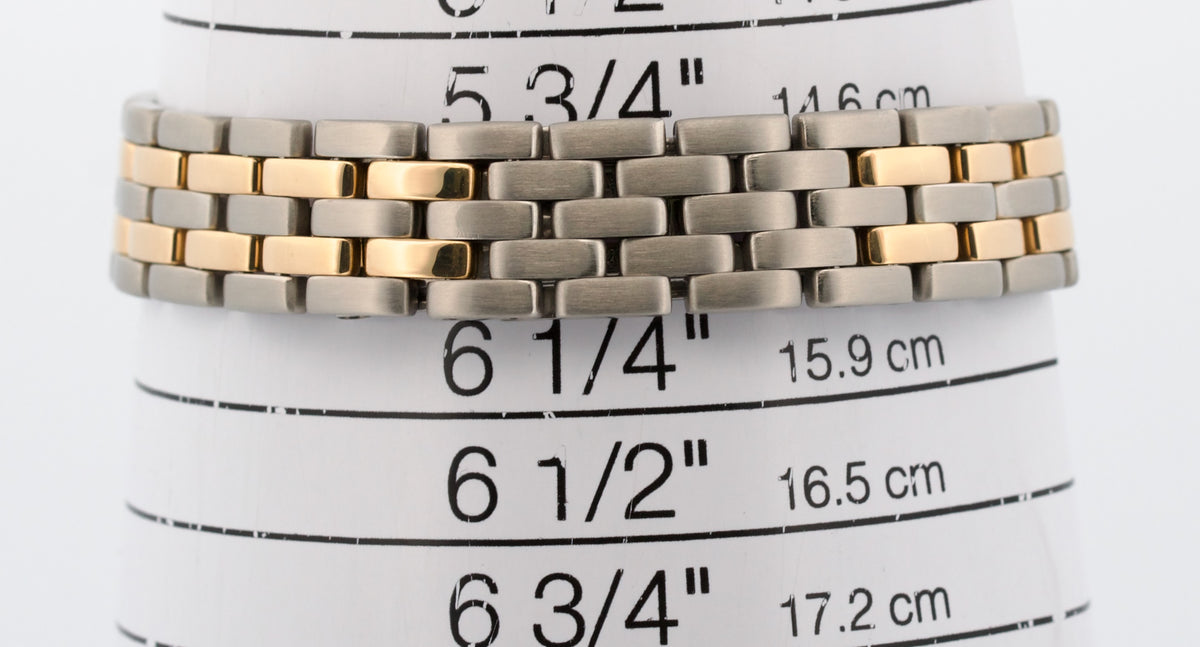 Ladies Cartier Panthere 66921 Two Row 18K Gold Steel Ivory 22mm Quartz Watch