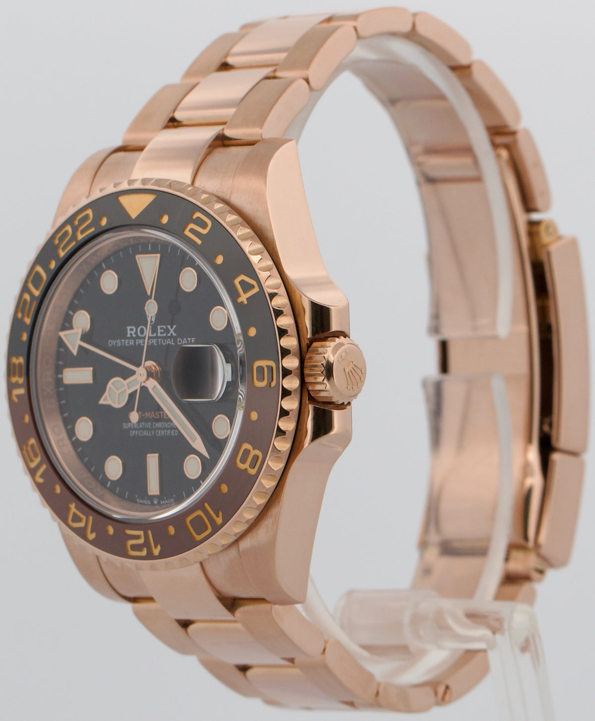 2018 Rolex GMT-Master II 126715 CHNR Root Beer 18K Rose Gold 40mm Box Papers