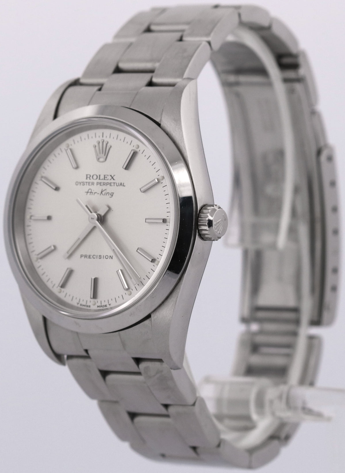 Unpolished Rolex Oyster Perpetual Air-King 14000 34mm Silver Oyster Box Papers