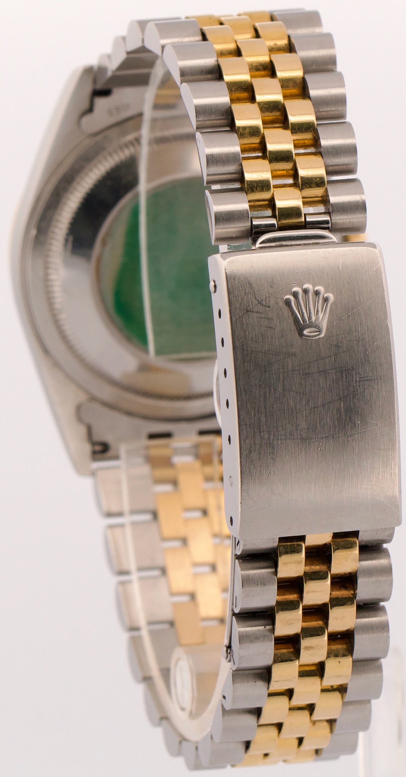1996 PAPERS Rolex DateJust 36mm CHAMPAGNE No-Holes Steel JUBILEE 18K 16233 BOX