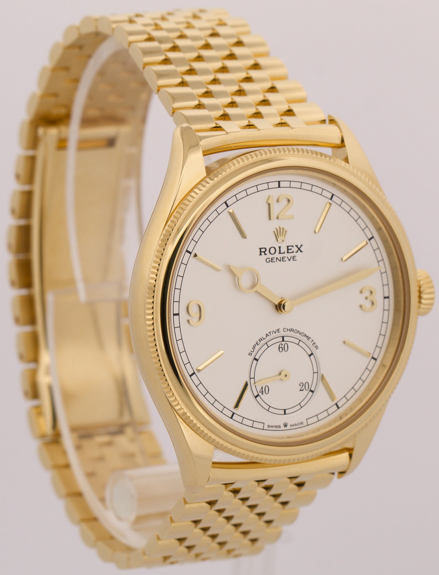 2025 PAPERS Rolex 1908 WHITE Arabic 18K Yellow Gold SETTIMO 39mm 52508 Watch BOX