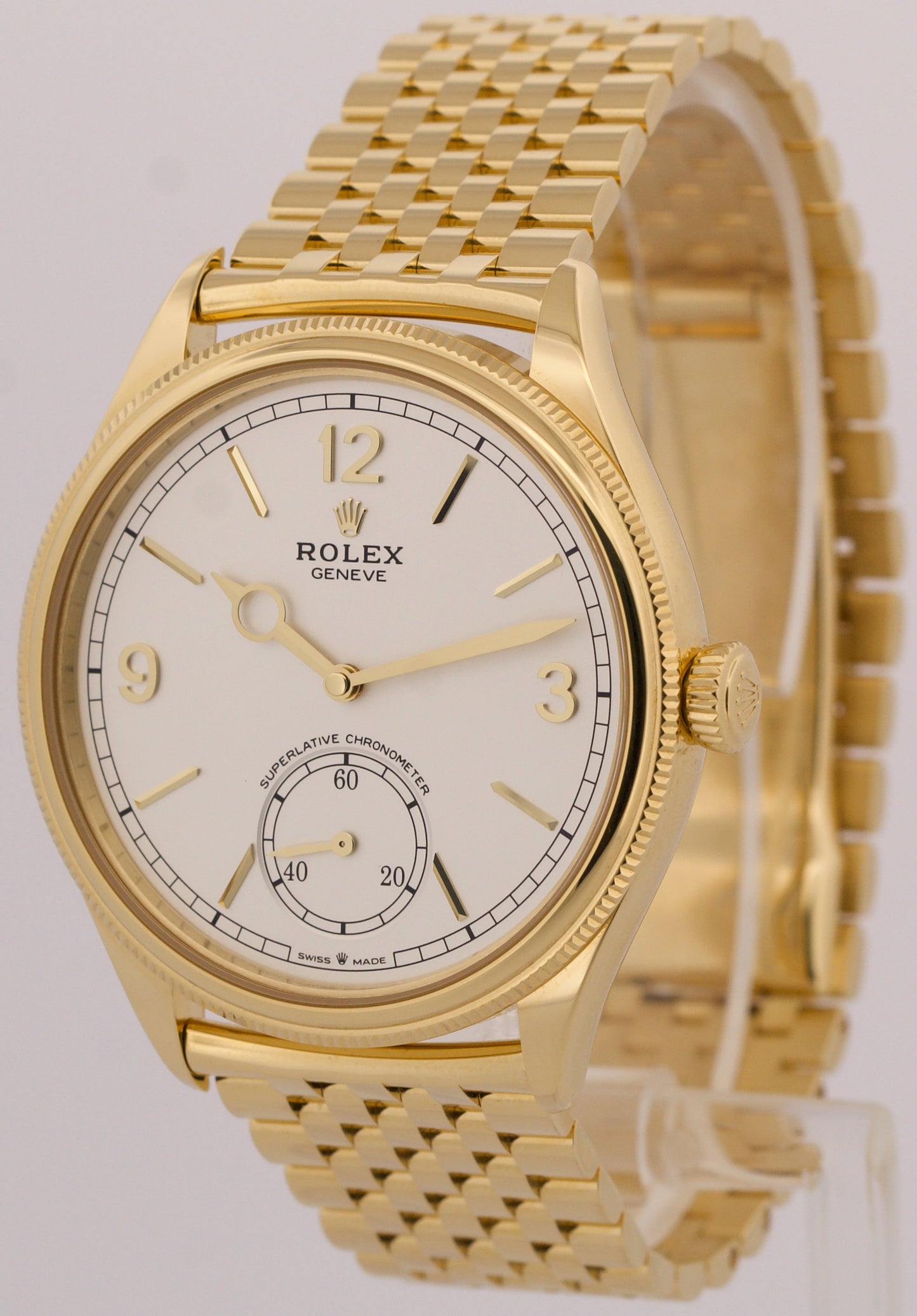 2025 PAPERS Rolex 1908 WHITE Arabic 18K Yellow Gold SETTIMO 39mm 52508 Watch BOX