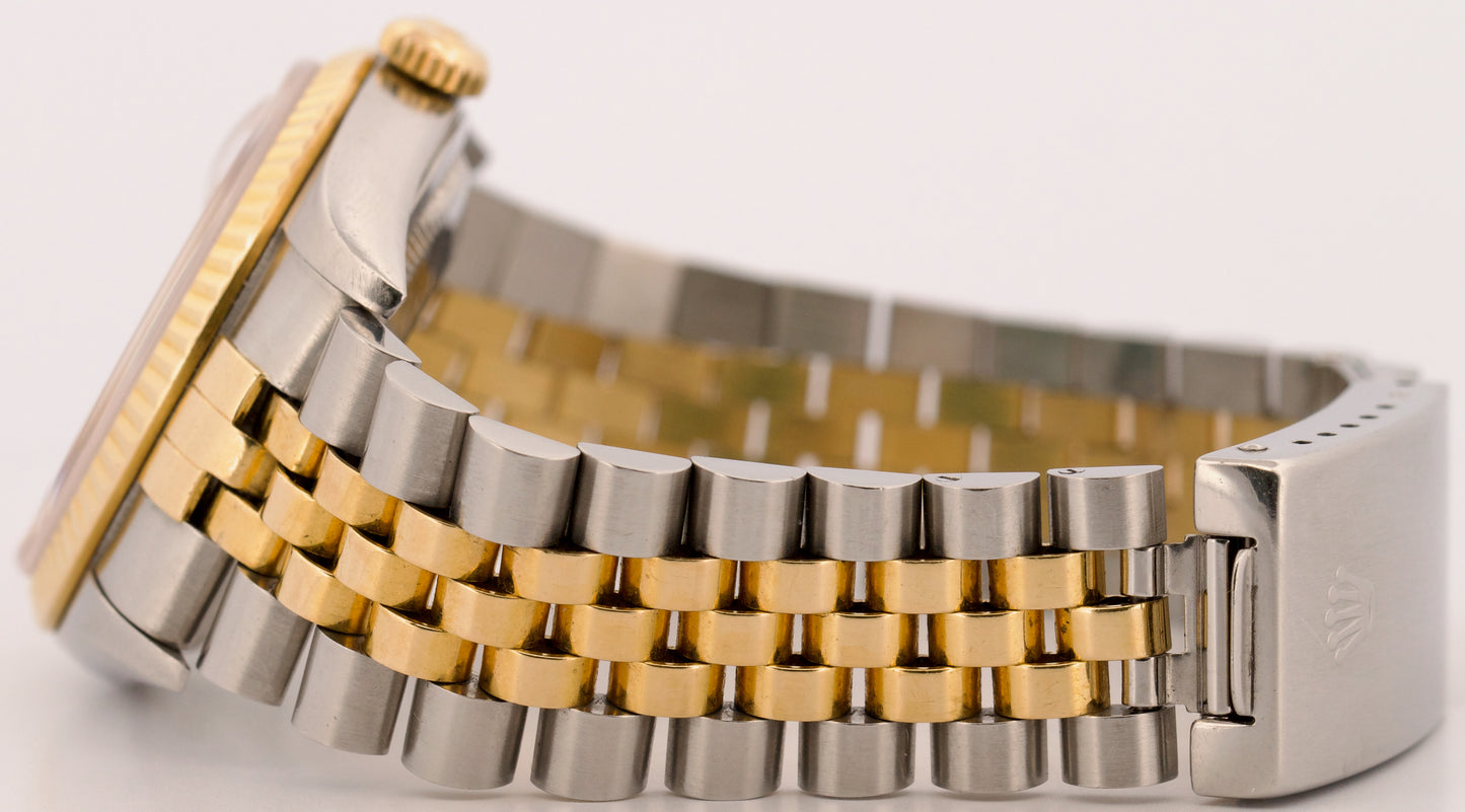 1996 PAPERS Rolex DateJust 36mm CHAMPAGNE No-Holes Steel JUBILEE 18K 16233 BOX