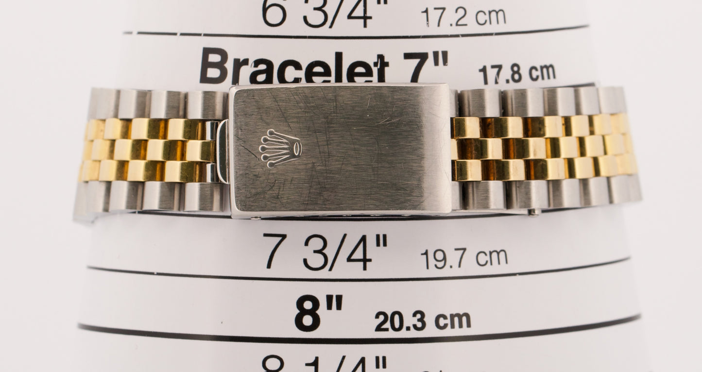 1996 PAPERS Rolex DateJust 36mm CHAMPAGNE No-Holes Steel JUBILEE 18K 16233 BOX