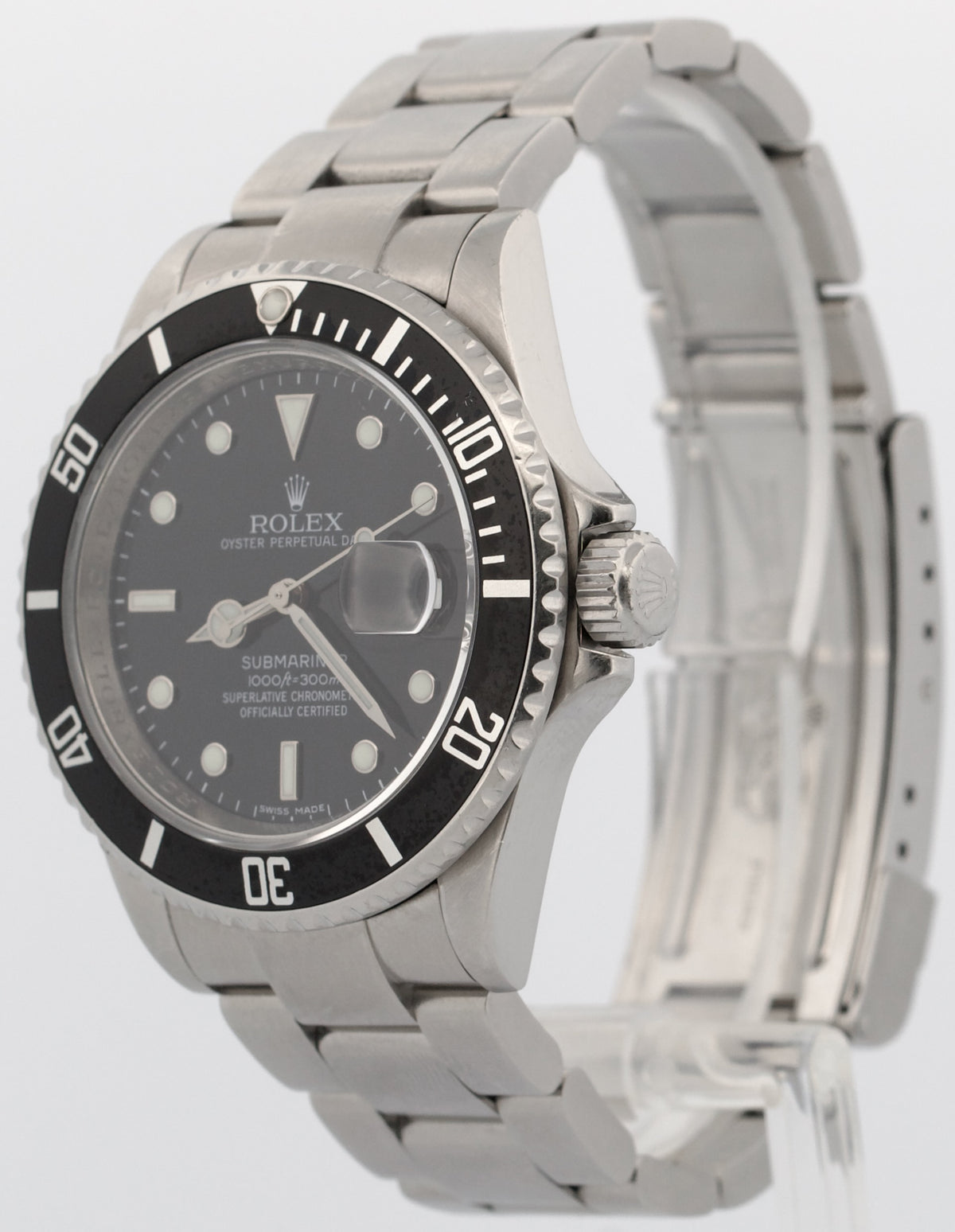 Rolex Submariner Date 16610 Rehaut No-Holes Black Stainless Steel 40mm Watch Box