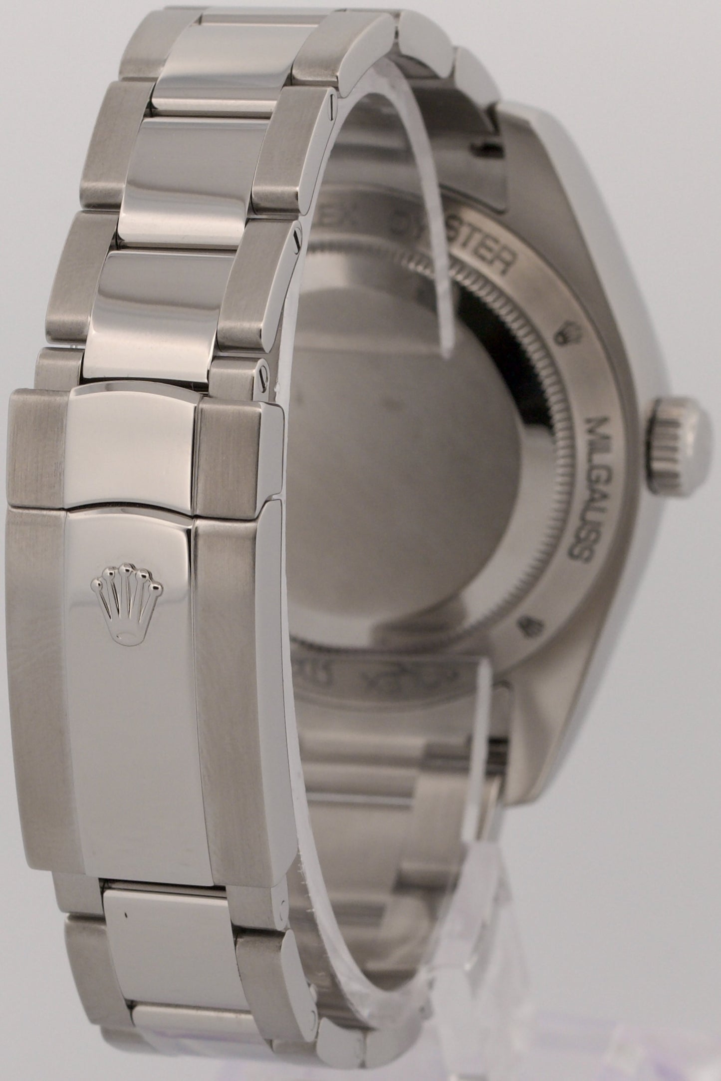 Rolex Milgauss BLACK Orange Steel Green Crystal 40mm Smooth Oyster 116400 GV