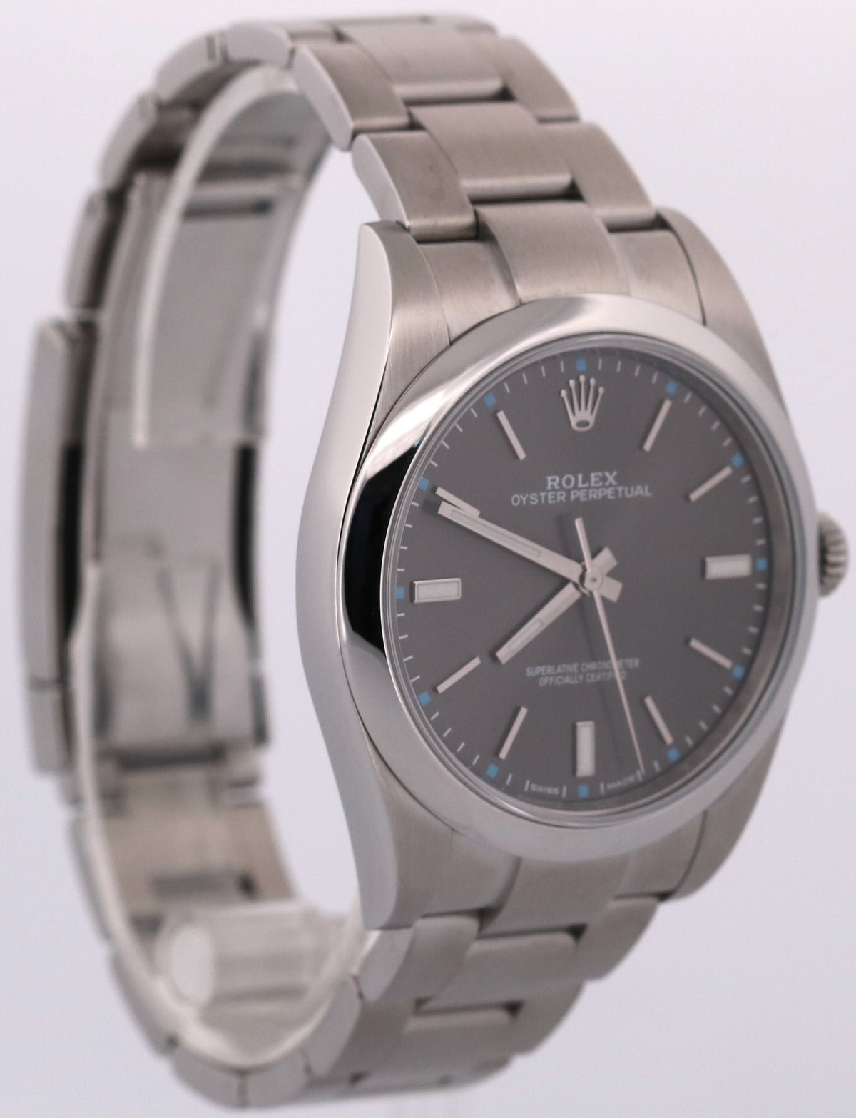 2019 Rolex Oyster Perpetual 114300 Rhodium Blue 39mm Steel Watch Box Papers