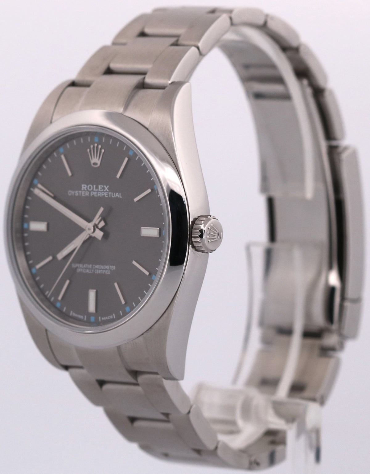 2019 Rolex Oyster Perpetual 114300 Rhodium Blue 39mm Steel Watch Box Papers