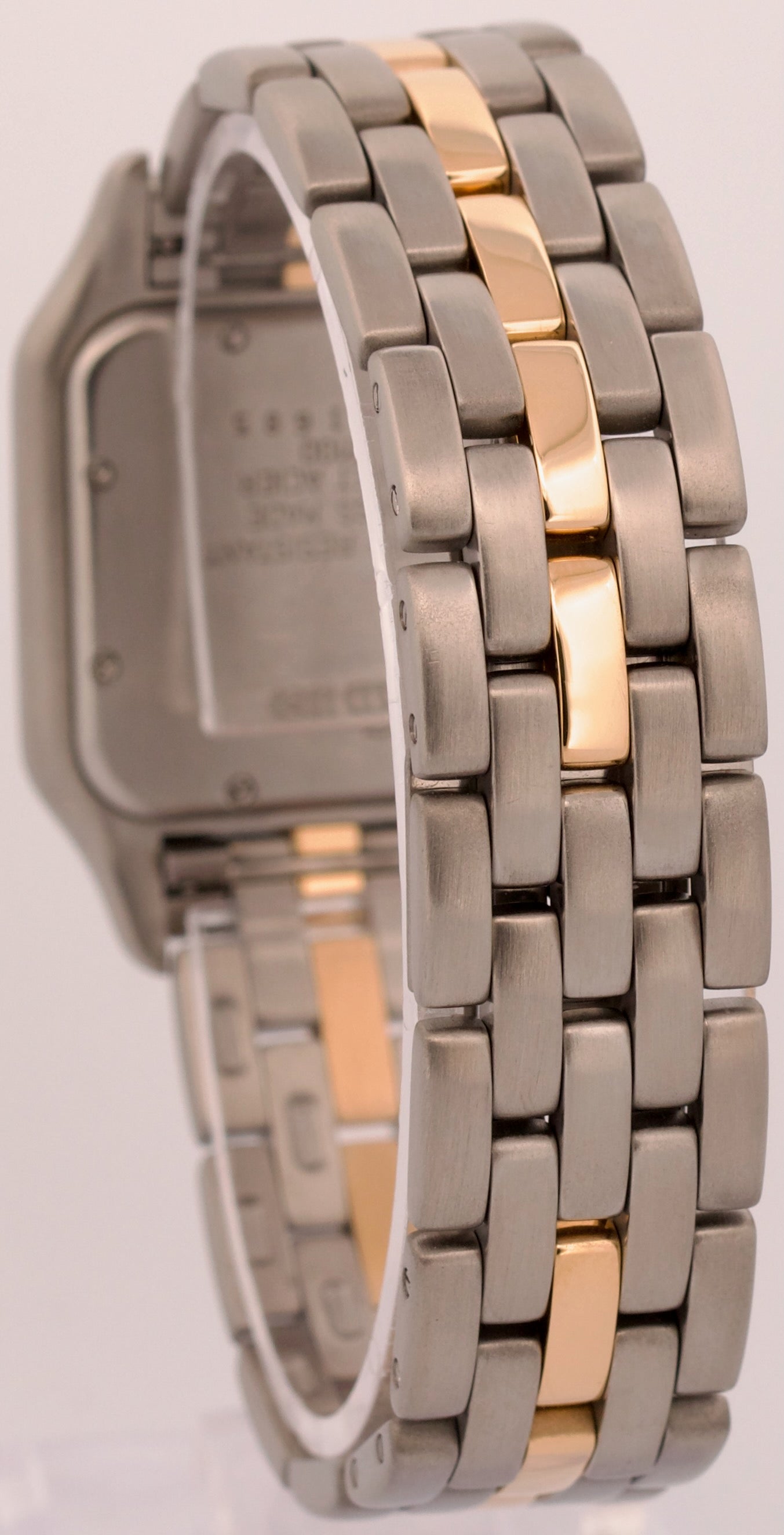 Ladies Cartier Panthere ONE ROW 18K Gold Steel Ivory 27mm Quartz 1100 W25028B5