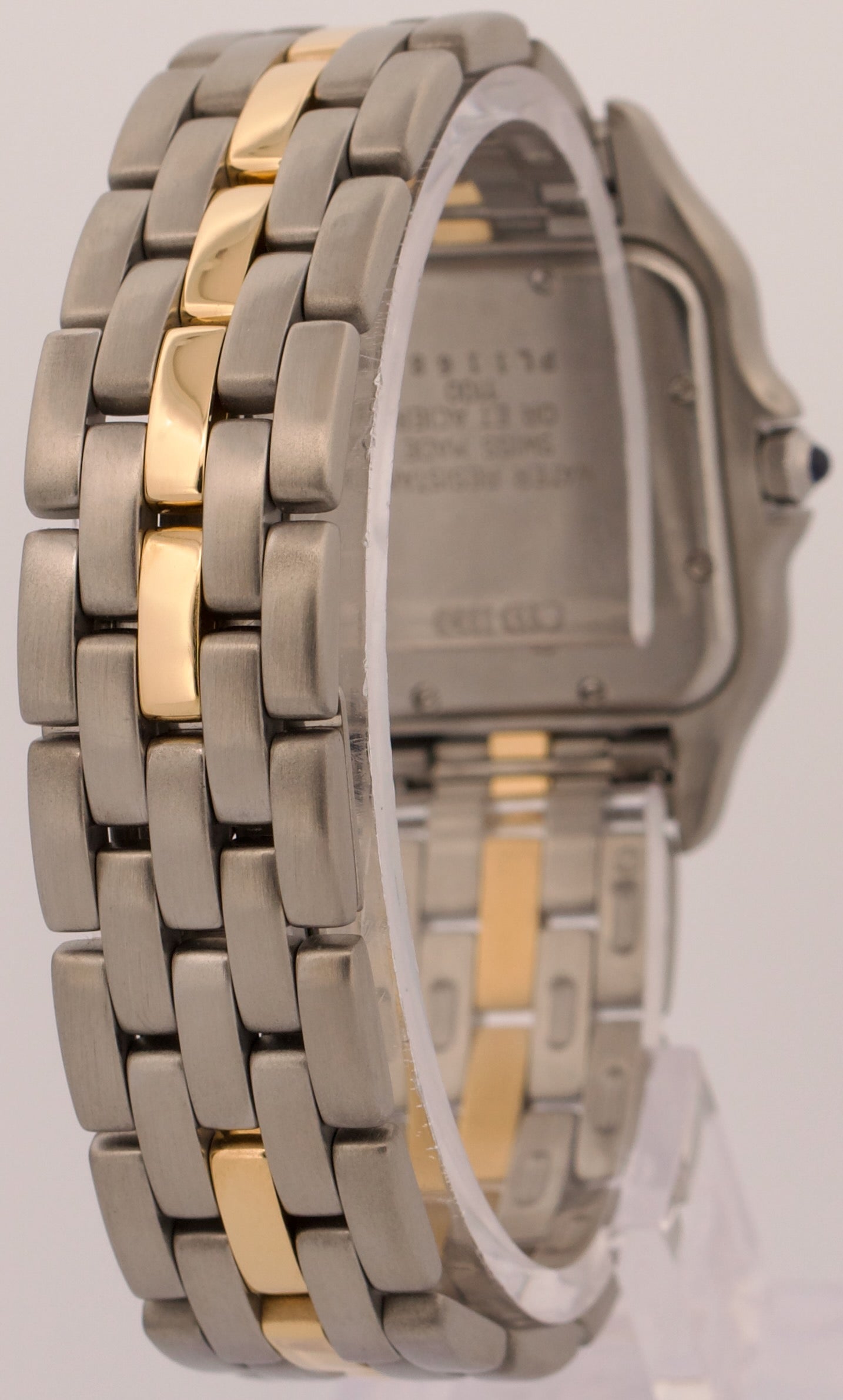Ladies Cartier Panthere ONE ROW 18K Gold Steel Ivory 27mm Quartz 1100 W25028B5