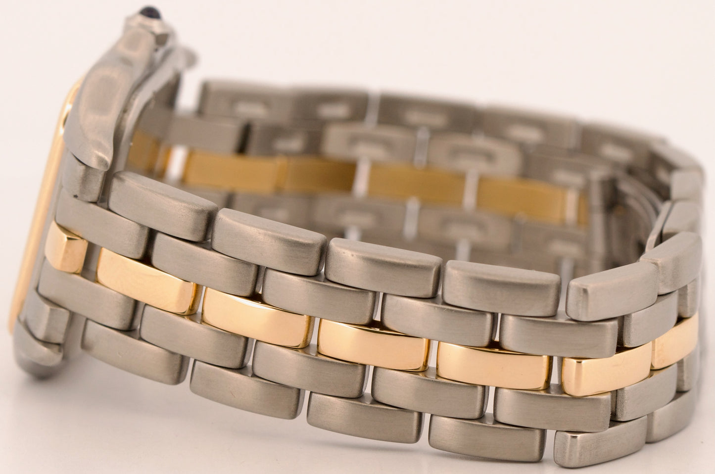Ladies Cartier Panthere ONE ROW 18K Gold Steel Ivory 27mm Quartz 1100 W25028B5