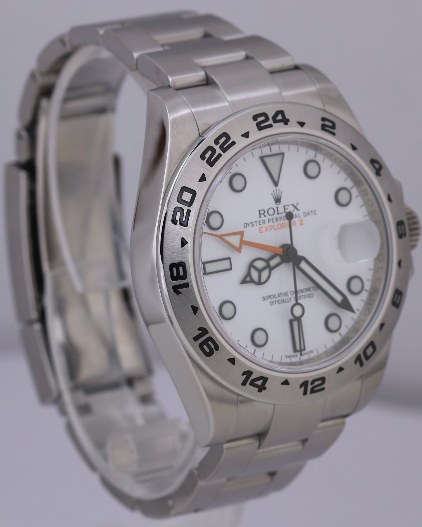 MINT Rolex Explorer II POLAR WHITE 42mm Stainless Steel Orange GMT Watch 216570