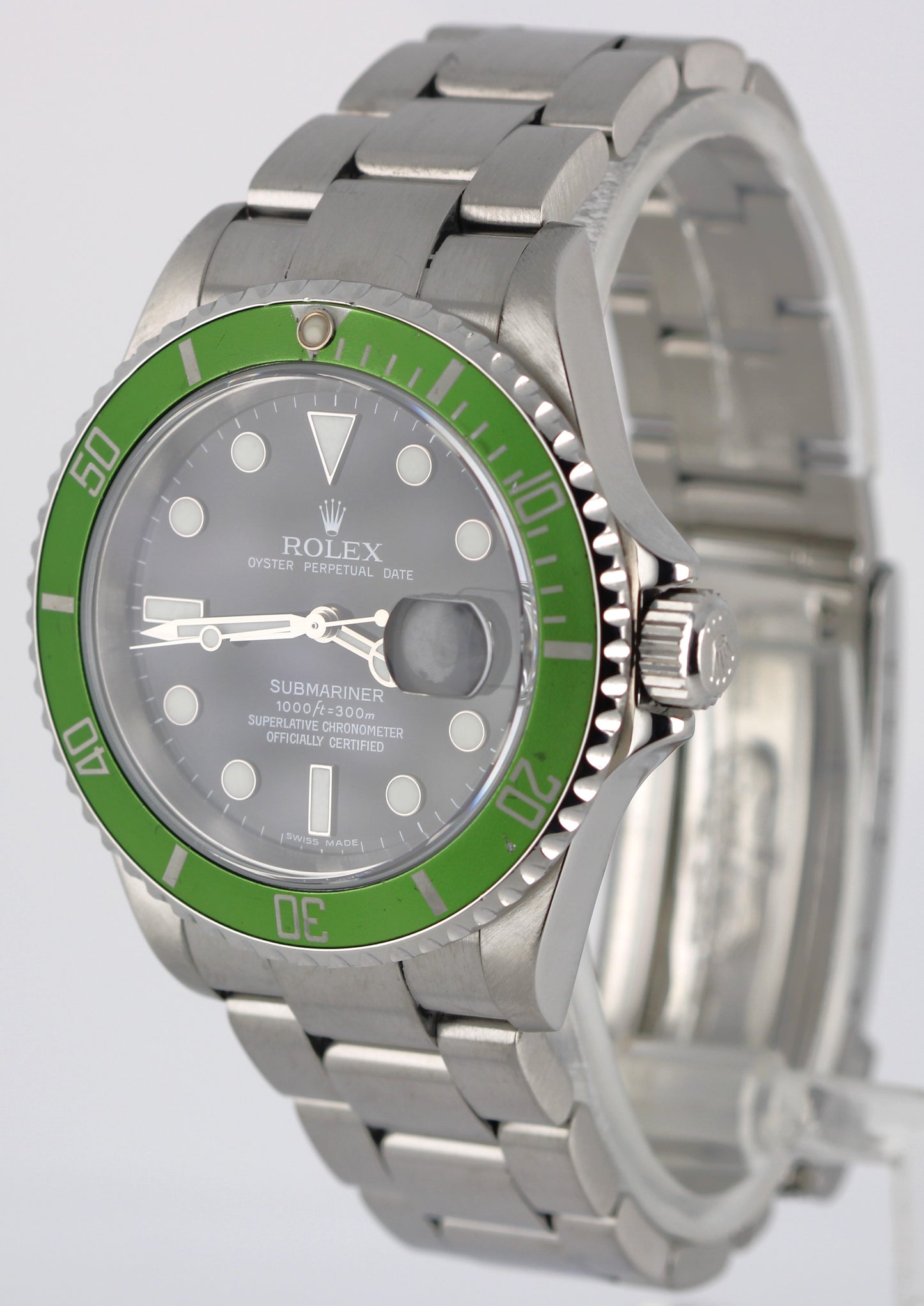 Rolex Submariner Date KERMIT Stainless Steel GREEN Black 40mm 16610 LV Watch