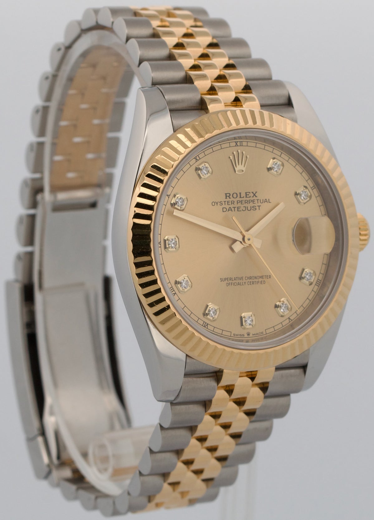 2018 Rolex DateJust 126333 Champagne Diamond 18K Steel Jubilee 41mm Box Papers