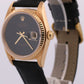 1983 Rolex DateJust 16018 36mm Factory Black Onyx 18K Gold Watch Box Papers