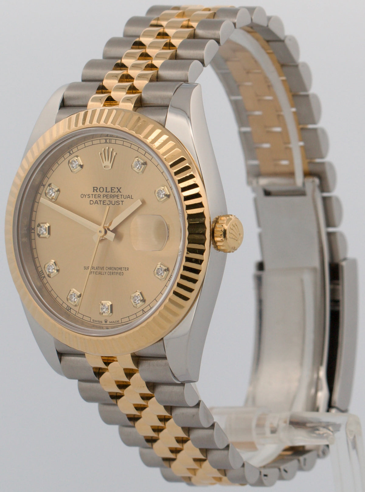 2018 Rolex DateJust 126333 Champagne Diamond 18K Steel Jubilee 41mm Box Papers