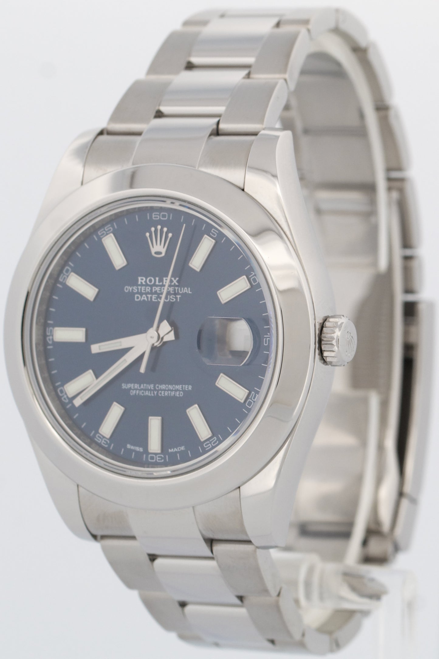 PAPERS Rolex DateJust II 41mm BLUE Stainless Steel OYSTER Smooth 116300 BOX