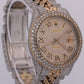 1987 Rolex DateJust 16013 Pave Roman Diamond 36mm 18K Gold Steel Jubilee Watch