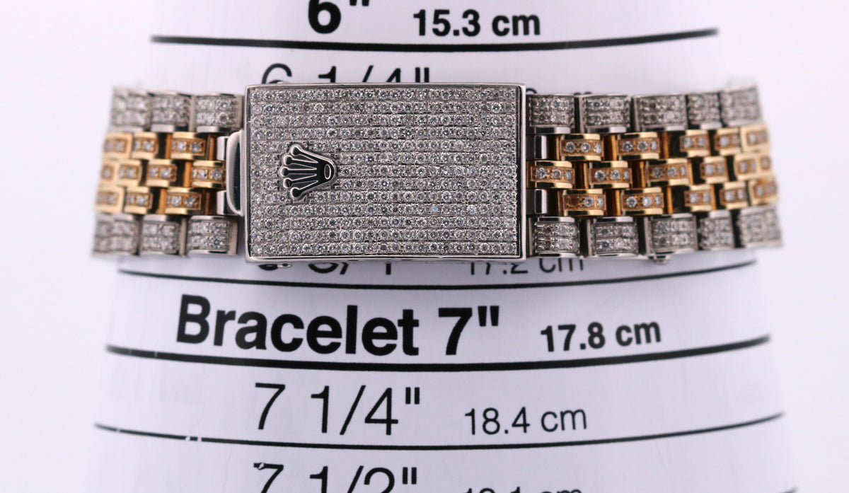 1987 Rolex DateJust 16013 Pave Roman Diamond 36mm 18K Gold Steel Jubilee Watch