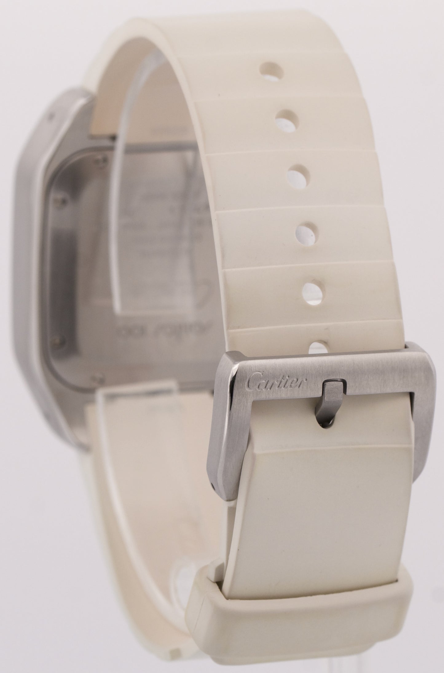 Cartier Santos 100 33mm IVORY Stainless Steel WHITE Rubber 2878 W20122U2 BOX